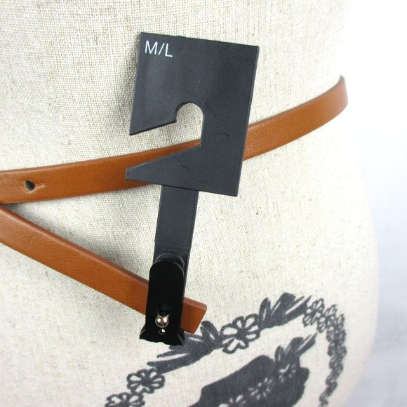 Express Skinny Chain Link Waist Belt Faux Leather Brown size M/L - Picture 7 of 8